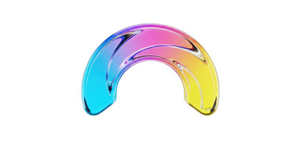 Iridescent Arc: A Colorful Glossy Semi-Circular Design Element.