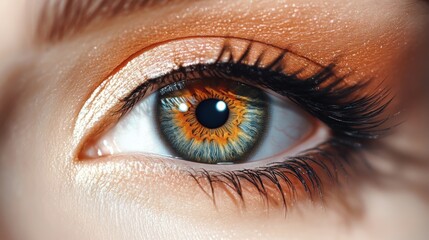Naklejka premium Close-up view of an eye with vibrant eyeshadow.