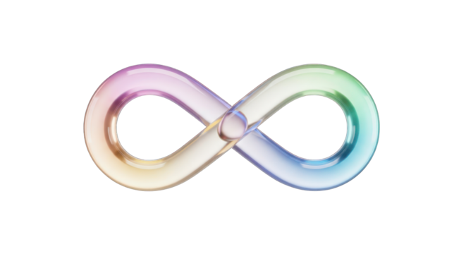 Translucent Infinity Symbol with Rainbow Gradient on White Background. - Powered by Adobe