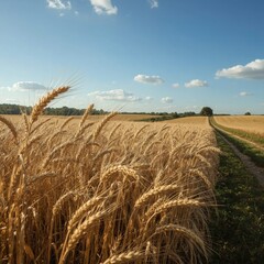 Golden Wheat Field with Swaying Stalks