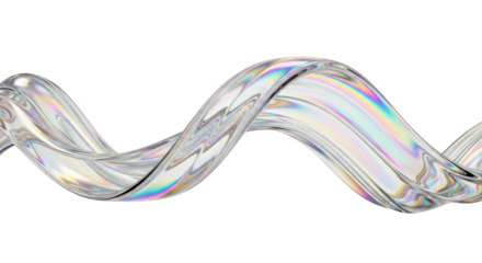 Abstract Iridescent Swirl: Transparent Wavy and Colorful Design.