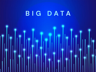 Futuristic Big Data Visualization Technology with abstract network data lines Growing Up moving and blue light effect Technology Analysis vector design concept. AI technology for advance technology.