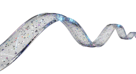 Transparent Wavy Ribbon with Embedded Colorful Particles.