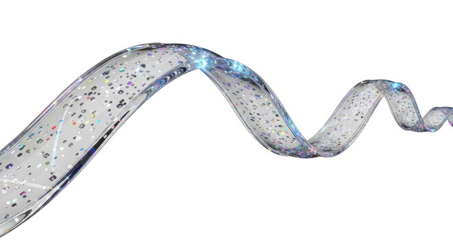 Transparent Wavy Ribbon with Embedded Colorful Particles.