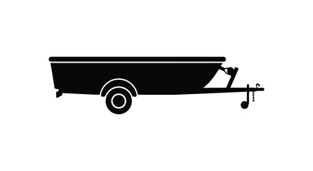 a simple black outline of a boat trailer silhouette