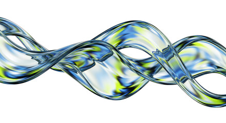 Abstract flowing glass-like shapes on white.