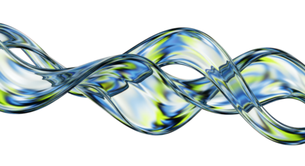 Abstract flowing glass-like shapes on white.