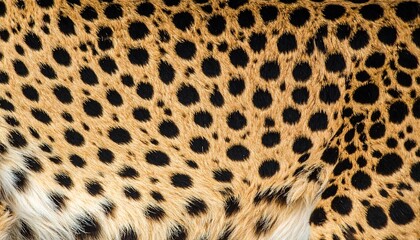 Detailed close-up view of a cheetah's fur, showcasing the intricate pattern of spots and fur texture.