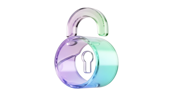 Open Glass Lock on White.
