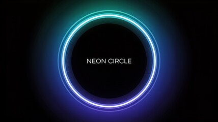 Glowing neon circle light on dark background
