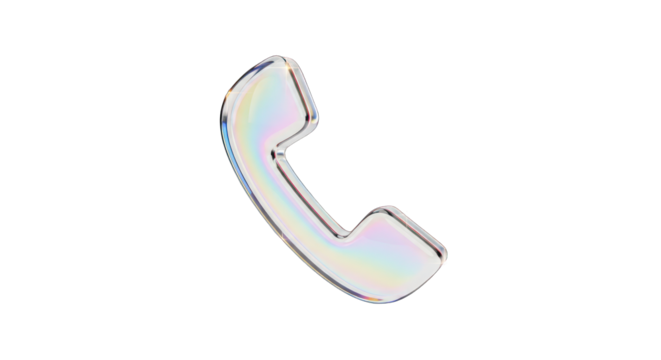 Iridescent Phone Receiver Icon with Rainbow Sheen.
