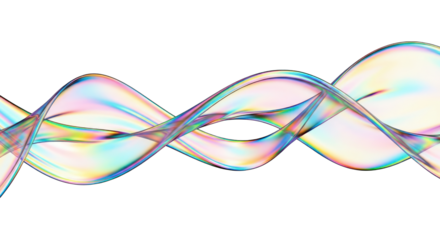 Iridescent Ribbon Waves: Abstract Holographic Flowing Forms.