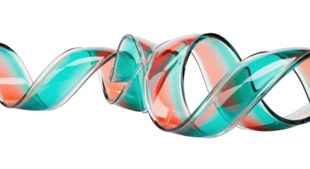 Abstract Glass Ribbon with Teal and Orange Colors.