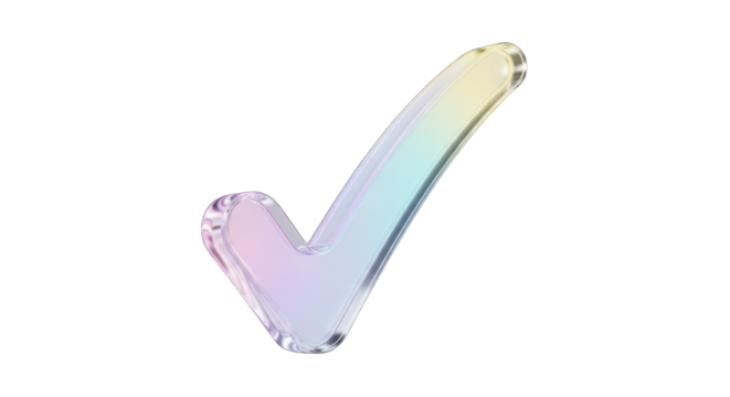 Holographic Check Mark on White.