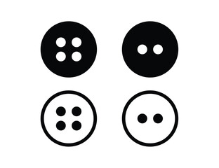 Sewing Button Icon Set – Clothing, Fashion, and Tailoring Symbols Vector