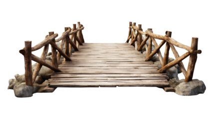 wooden bridge on the beach on white background