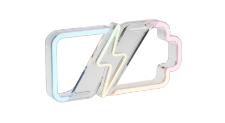 Transparent Battery with Lightning Bolt Symbol.