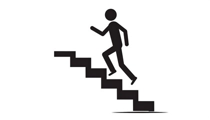 Simple black figure ascending stairs