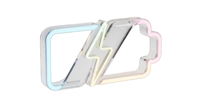 Transparent Battery with Lightning Bolt Symbol.