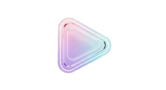 Gradient Play Button with Rounded Edges and Transparent Design.