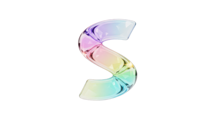 Abstract Colorful Glass Letter S on White.