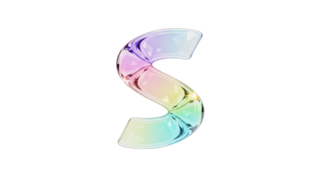 Abstract Colorful Glass Letter S on White. - Powered by Adobe