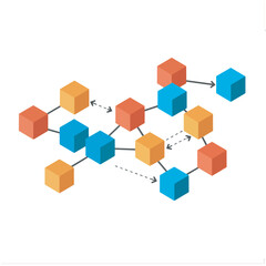 Conceptual illustration representing a blockchain network with interconnected data blocks forming a decentralized system