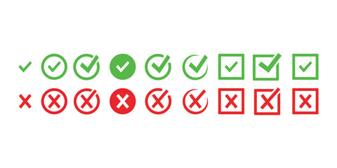 Right and Wrong Sign Vector – Correct and Incorrect Symbol Illustration