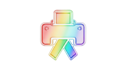 Colorful Rainbow Printer Icon with Ribbon Design.