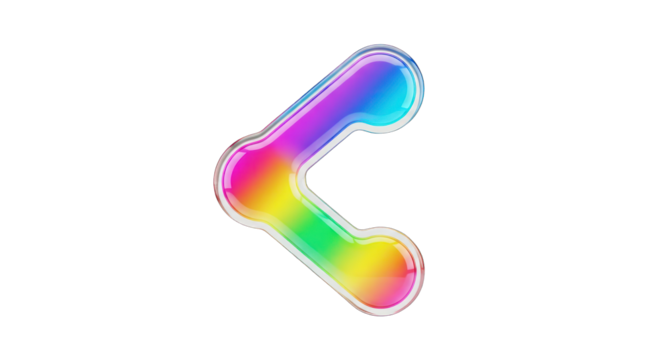 Rainbow Share Icon with Glass Effect on White Background.
