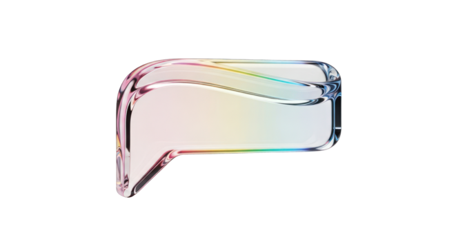 Transparent Glass Speech Bubble with Rainbow Edges.