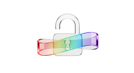 Transparent Rainbow Padlock with Keyhole and Ribbon.