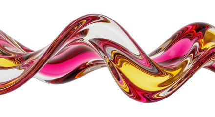 Abstract Swirling Ribbon with Vibrant Colors on White.
