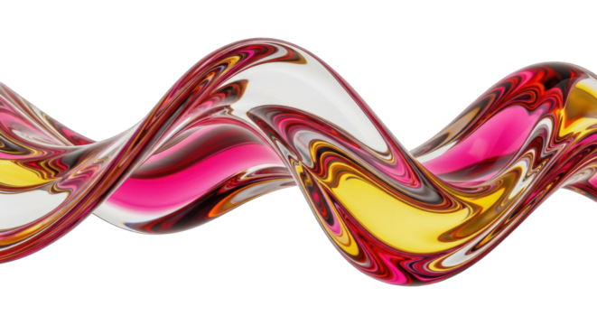 Abstract Swirling Ribbon with Vibrant Colors on White.