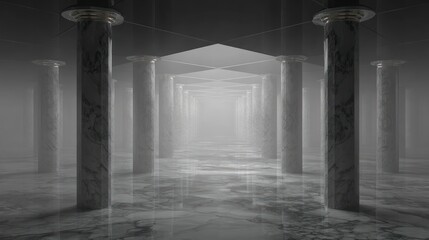 Fototapeta premium Ancient columns hallway interior