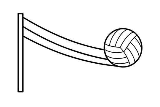 black and white volleyball net and ball clip art preview