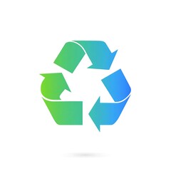 Obraz premium Green blue recycle arrows symbol, white background