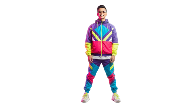 Young man in a red dress smiling