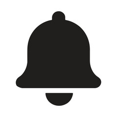 Fototapeta premium Black Notification Bell Icon, Simple Flat Alert Symbol Isolated 