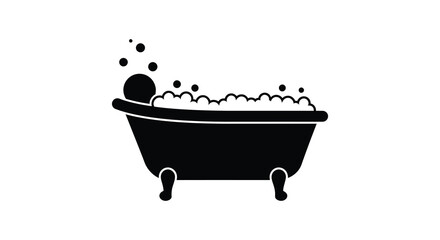 a relaxing bath scene with bubbles and legs silhouette