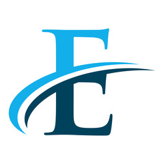Letter E Logo with Swoosh Graphic