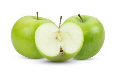Fresh green apple on transparent png (Image from camera)