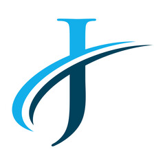 Letter J Logo with Swoosh Graphic
