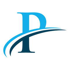 Letter P Logo with Swoosh Graphic