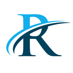 Letter R Logo with Swoosh Graphic