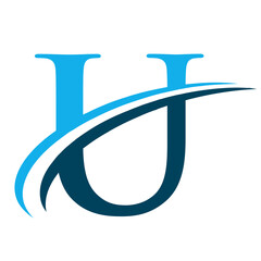 Letter U Logo with Swoosh Graphic