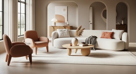 "Modern Japandi Home Interior – Cozy Minimalist Style with Natural Wooden Furniture"