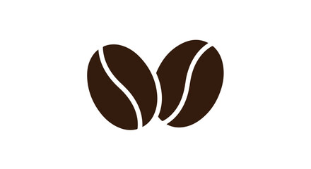 Obraz premium A simple graphic illustration showing two dark brown coffee beans against a white background, suitable for use in coffee-related designs and branding.