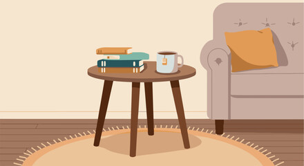 Cozy Reading Nook Still Life Illustration