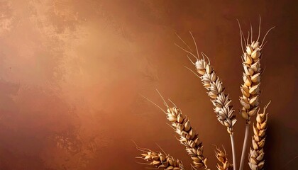 Obraz premium Golden Wheat Stalks Against a Peach and Juniper Gradient Background